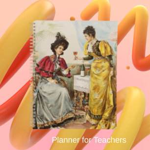 Retro Vintage Frauen trinken Weinplaner Planer