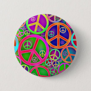 Retro Vintage Friedensherz Button