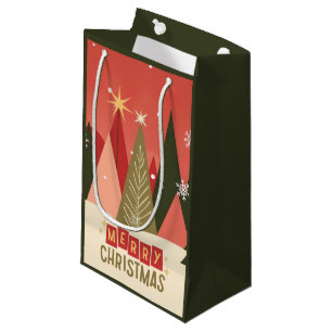 Retro/Vintage Frohe Weihnachten Baum Kleine Geschenktüte
