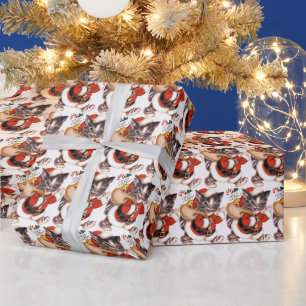 Retro Vintage Frohe Weihnachten Katze Fliesen Part Geschenkpapier