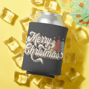 Retro-Vintage-Frohe-Weihnachten-Typografie Dosenkühler