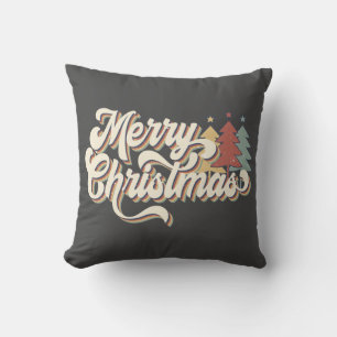 Retro-Vintage-Frohe-Weihnachten-Typografie Kissen