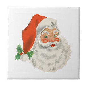 Retro Vintage fröhlicher Weihnachtsmann Weihnachte Fliese
