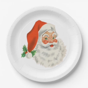 Retro-Vintage-fröhlicher Weihnachtsmann Weihnachte Pappteller