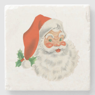 Retro Vintage fröhlicher Weihnachtsmann Weihnachte Steinuntersetzer