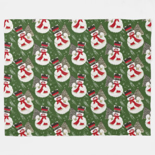 Retro Vintage Frostige Schneemänner Fleecedecke