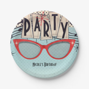 Retro Vintage Fünfzigerjahre Pappteller