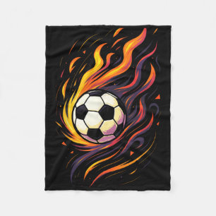Retro Vintage Fußball Fußball Flammen Sport Byll Fleecedecke