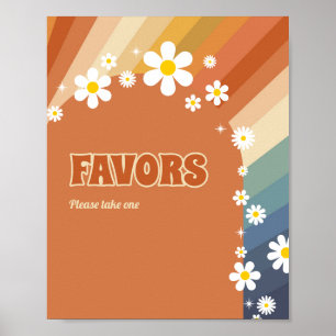 Retro Vintage Gänseblümchen Gefallen Regenbogen Gä Poster