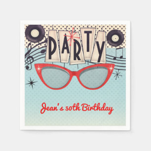 Retro Vintage Geburtstagspartei der 50er Jahre Serviette