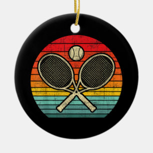 Retro Vintage gekreuzter Tennis-Schläger - Sportli Keramik Ornament