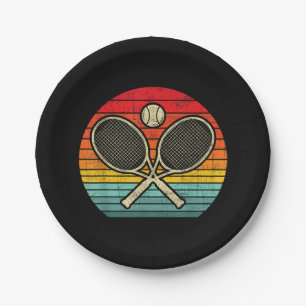 Retro Vintage gekreuzter Tennis-Schläger - Sportli Pappteller