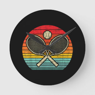 Retro Vintage gekreuzter Tennis-Schläger - Sportli Runde Wanduhr