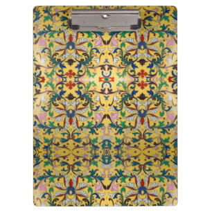 Retro Vintage Gelbe Blumige Minton Fliese Botanisc Klemmbrett