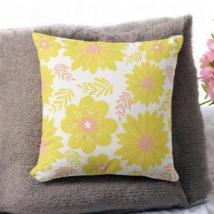 Retro Vintage Gelbe Pfirsich Fuzz Blumenmuster Kissen