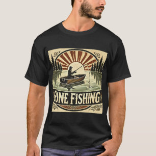 Retro Vintage gestreifter Bass Fischer Dekor T-Shirt