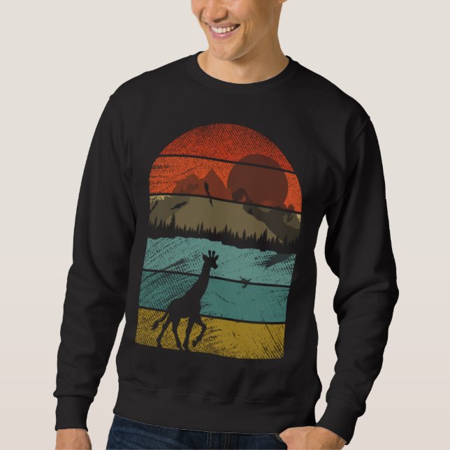 Retro vintage Giraffe  and cute animal  4 Sweatshirt (Vorderseite)