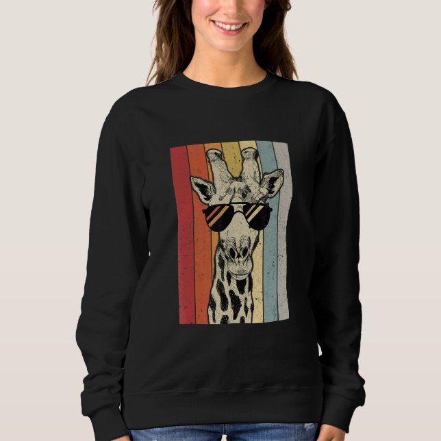 Retro Vintage Giraffe Sunglasses  Animal Sweatshirt (Vorderseite)