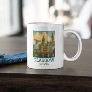 Retro Vintage Glasgow Schottland Stadtansicht Reis Kaffeetasse