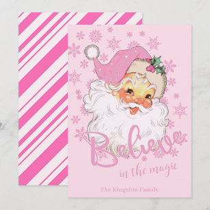 Retro Vintage Glaube an die Magie Rosa Weihnachtsm Feiertagskarte