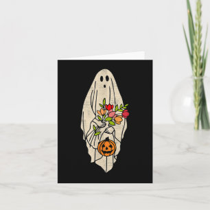 Retro Vintage Gnoovy Halloween Blumen Geist Kürbis Karte