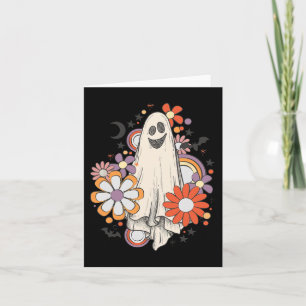 Retro Vintage Gnoovy Halloween Farben Blumen Geist Karte