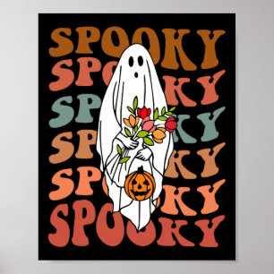 Retro Vintage Gnoovy Halloween Gruseliger Blumen G Poster