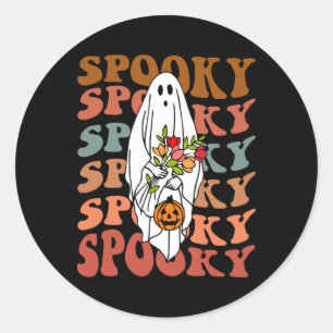 Retro Vintage Gnoovy Halloween Gruseliger Blumen G Runder Aufkleber