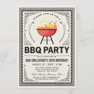 Retro Vintage GRILLEN Party Einladungen