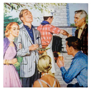 Retro Vintage Grillen Party täglich Fliese