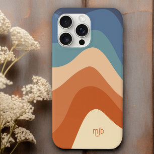 Retro-Vintage-Groovy-Wellenstreifen mit Monogramm Case-Mate iPhone Hülle