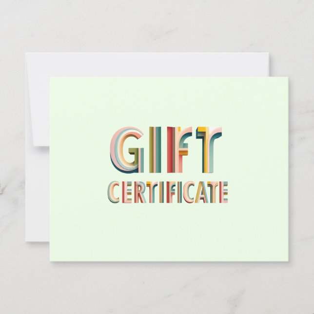 Retro Vintage Grün Geschenkgutschein (Vorderseite)