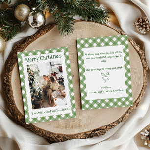 Retro Vintage Grün Kariert Familienweihnachten Feiertagskarte