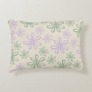 Retro Vintage Grün Lila Kleines Blumenmuster Dekokissen