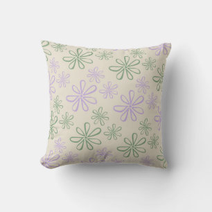 Retro Vintage Grün Lila Kleines Blumenmuster Kissen