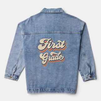 Retro Vintage Grundschullehrerin 1. Klasse Squad Jeansjacke