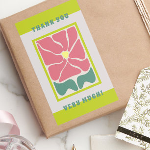 Retro Vintage grüne Blumen Dankeschön Rechteckiger Aufkleber