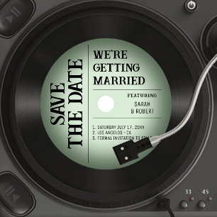 Retro Vintage Grüne Vignette Vinyl-Schallplatte Ho Save The Date