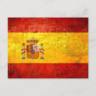 Retro Vintage Grunge spanische Flagge von Spanien Postkarte