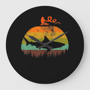 Retro-Vintage-Hai-Kürbis-Halloween-Geschenke Große Wanduhr
