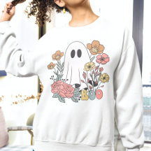 Retro Vintage Halloween Ghost Boo und Blume