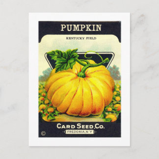Retro-Vintage-Halloween-Kürbissamenpackung Postkarte