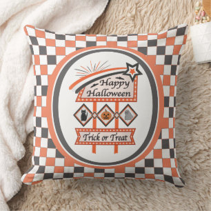 Retro-Vintage-Halloween-Schild – Süßes oder Saures Kissen
