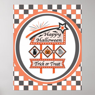 Retro-Vintage-Halloween-Schild – Süßes oder Saures Poster