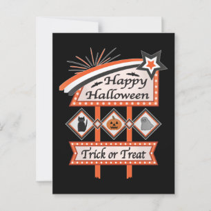 Retro-Vintage-Halloween-Schild – Süßes oder Saures Postkarte