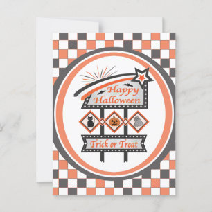 Retro-Vintage-Halloween-Schild – Süßes oder Saures Postkarte