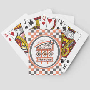 Retro-Vintage-Halloween-Schild – Süßes oder Saures Spielkarten