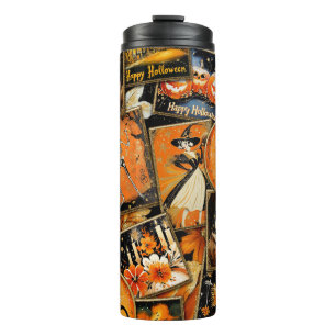 Retro-Vintage-Halloween-Spaß-Collage Thermosbecher