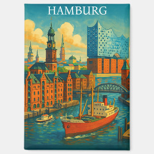 Retro Vintage Hamburg Deutschland Elbphilharmonie Magnet