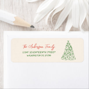 Retro Vintage Hand Drawn Ribbons Treweihnachtliche